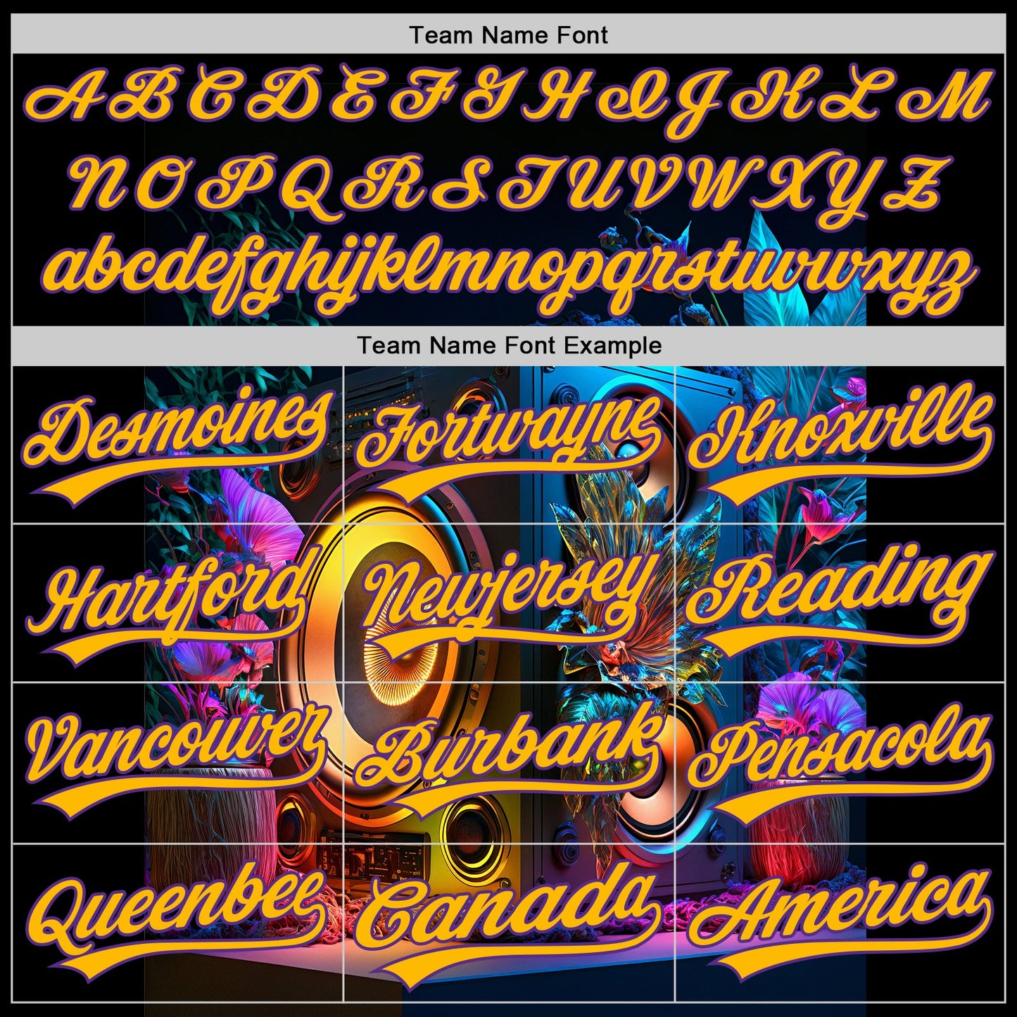 Custom Black Gold-Purple 3D Pattern Design Music Festival Vintage Speaker Music Sound System Authentic Baseball Jersey - Sky-Custom