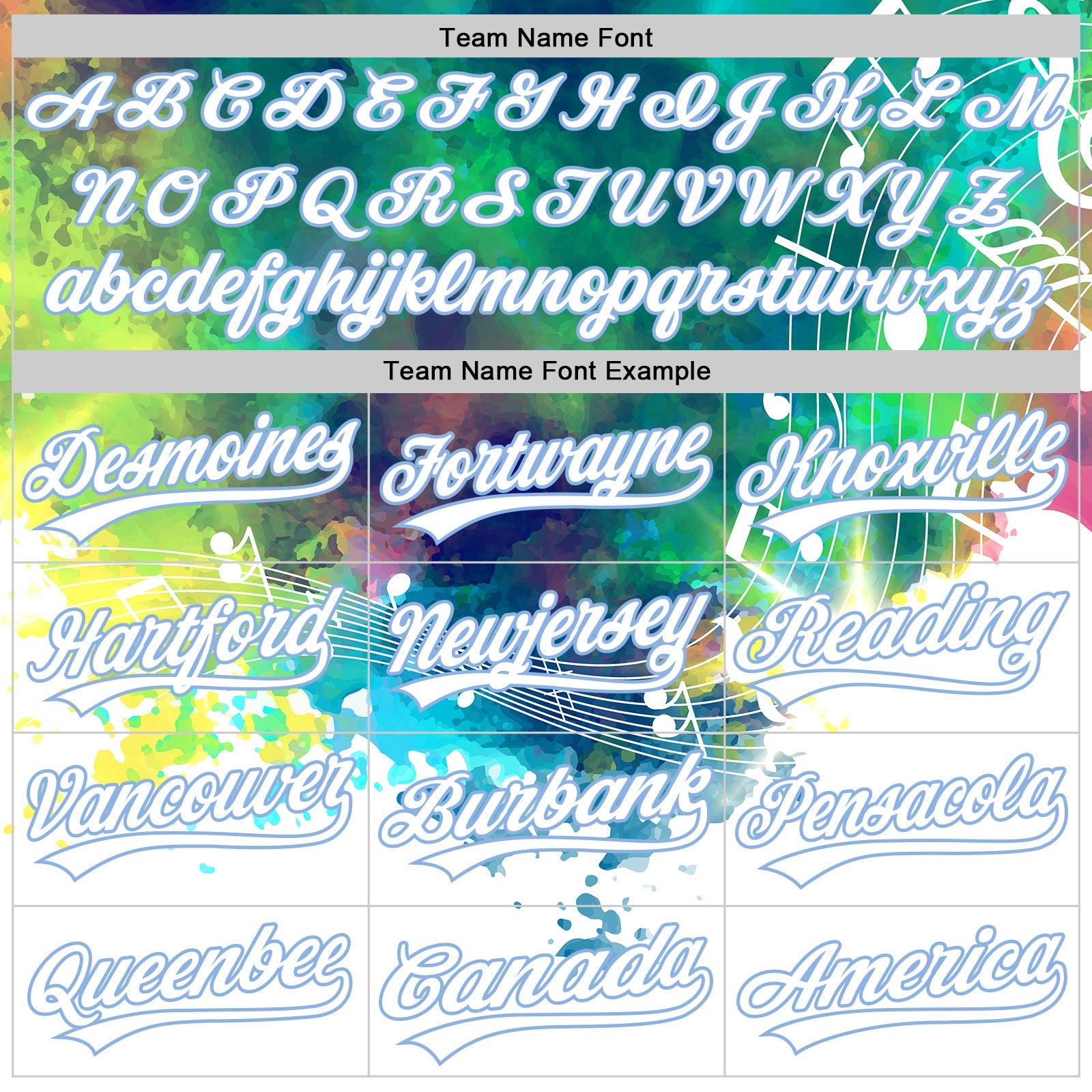 Custom White Light Blue 3D Pattern Design Music Festival Abstract Colorful Music Grunge Style Authentic Baseball Jersey - Sky-Custom
