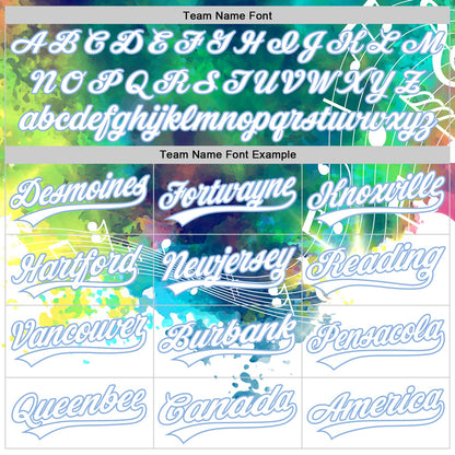 Custom White Light Blue 3D Pattern Design Music Festival Abstract Colorful Music Grunge Style Authentic Baseball Jersey - Sky-Custom
