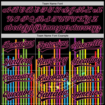 Custom Black Pink 3D Pattern Design Music Festival Abstract Music Soundwave Authentic Baseball Jersey - Sky-Custom