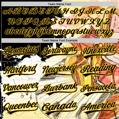 Custom White Black-Yellow 3D Pattern Design Music Festival Watercolor International Jazz Day Authentic Baseball Jersey - Sky-Custom