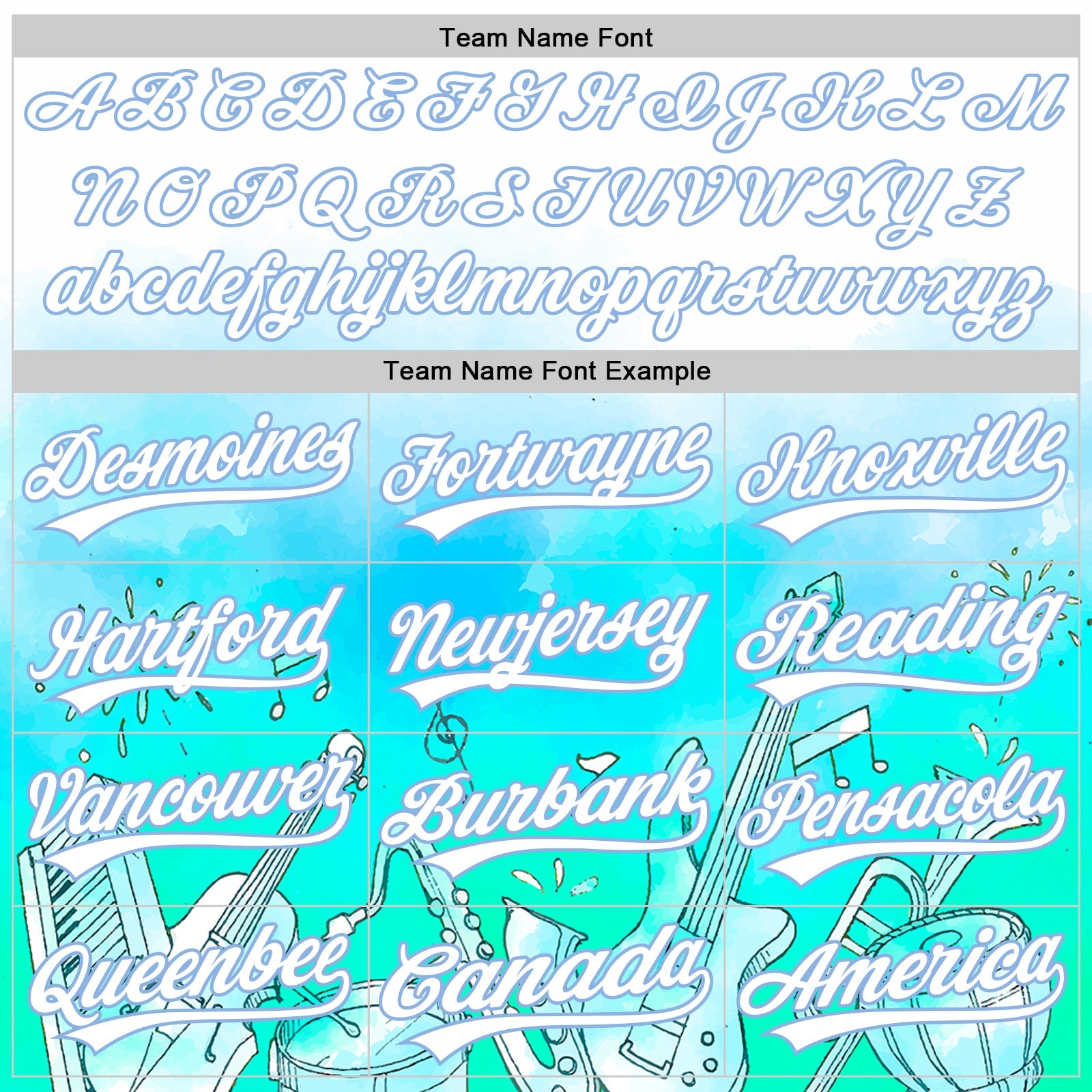 Custom White Light Blue 3D Pattern Design Music Festival Musical Instruments Authentic Baseball Jersey - Sky-Custom