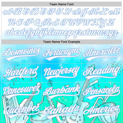 Custom White Light Blue 3D Pattern Design Music Festival Musical Instruments Authentic Baseball Jersey - Sky-Custom