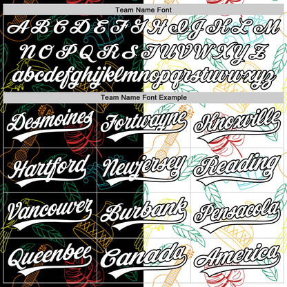 Custom Black White 3D Pattern Design Music Festival Brazilian Carnival Authentic Baseball Jersey - Sky-Custom