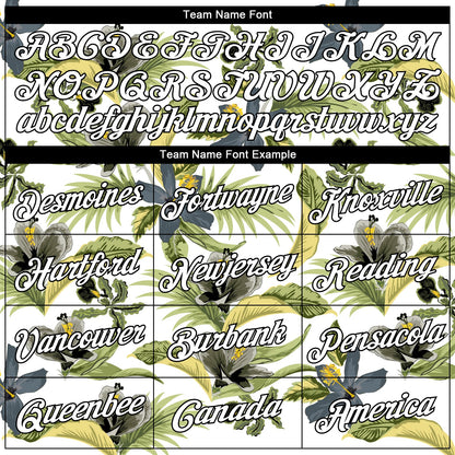 Custom White Black 3D Pattern Tropical Hawaii Plant And Flower Authentic Basketball Jersey - Sky-Custom