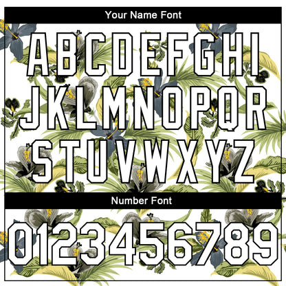 Custom White Black 3D Pattern Tropical Hawaii Plant And Flower Authentic Basketball Jersey - Sky-Custom