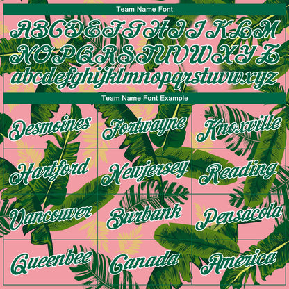 Custom Medium Pink Kelly Green-White 3D Pattern Tropical Hawaii Leaves Authentic Basketball Jersey - Sky-Custom