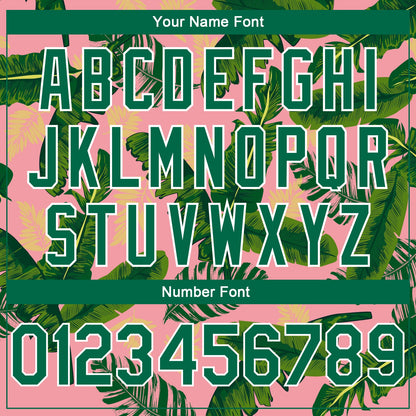 Custom Medium Pink Kelly Green-White 3D Pattern Tropical Hawaii Leaves Authentic Basketball Jersey - Sky-Custom