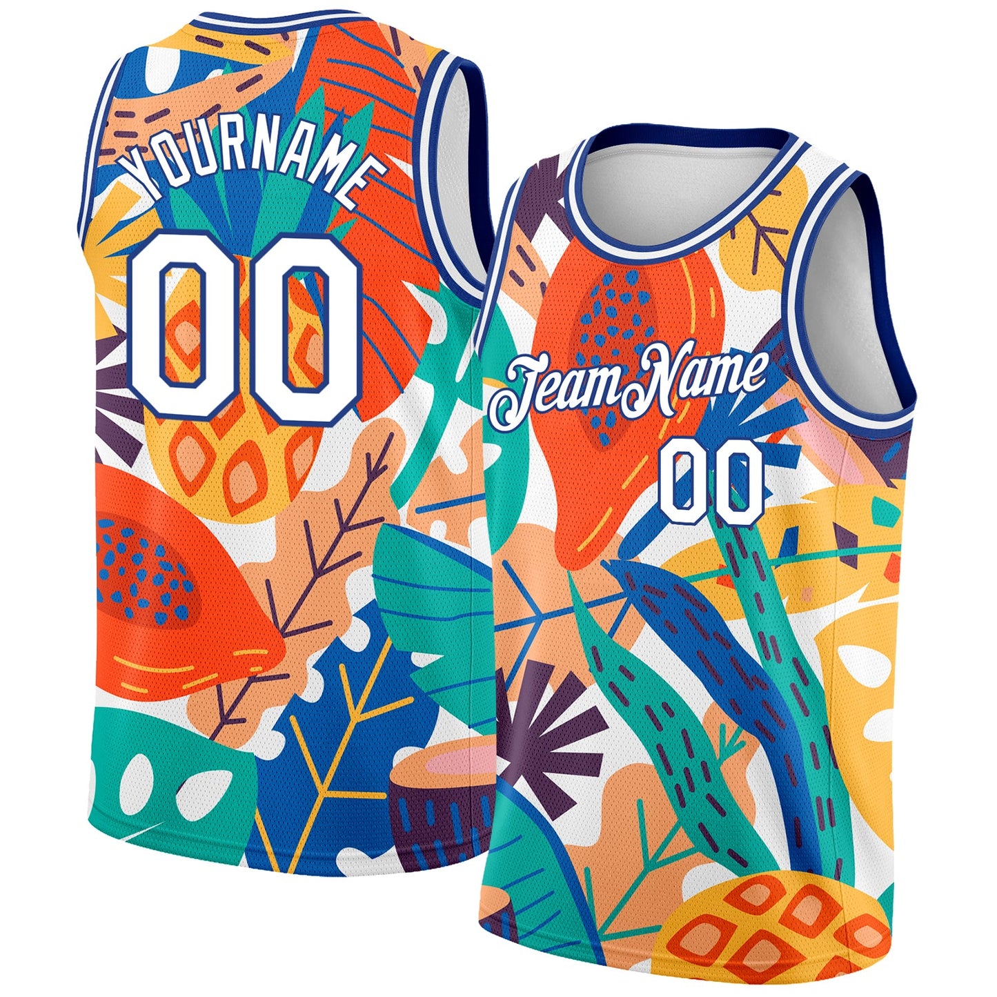Custom White Royal 3D Pattern Abstract Tropical Hawaii Plant Authentic Basketball Jersey - Sky-Custom