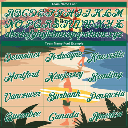 Custom Sand Kelly Green-White 3D Pattern Tropical Beach Hawaii Palm Trees Authentic Basketball Jersey - Sky-Custom