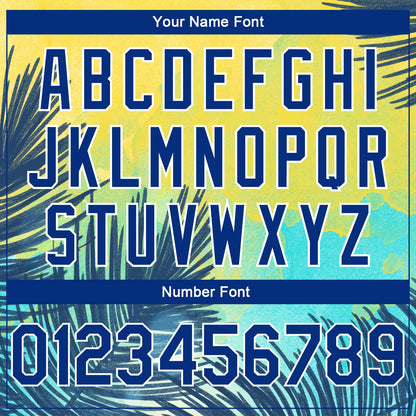 Custom Yellow Royal-White 3D Pattern Tropical Hawaii Leaves Authentic Basketball Jersey - Sky-Custom