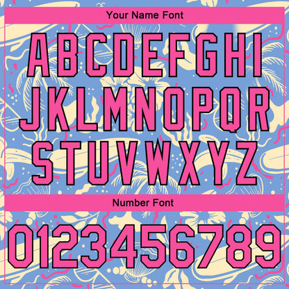 Custom Light Blue Pink-Black 3D Pattern Tropical Hawaii Trees Authentic Basketball Jersey - Sky-Custom