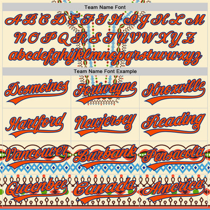 Custom Cream Orange-Royal 3D Pattern Design Traditional African Ethnic Style Authentic Baseball Jersey - Sky-Custom