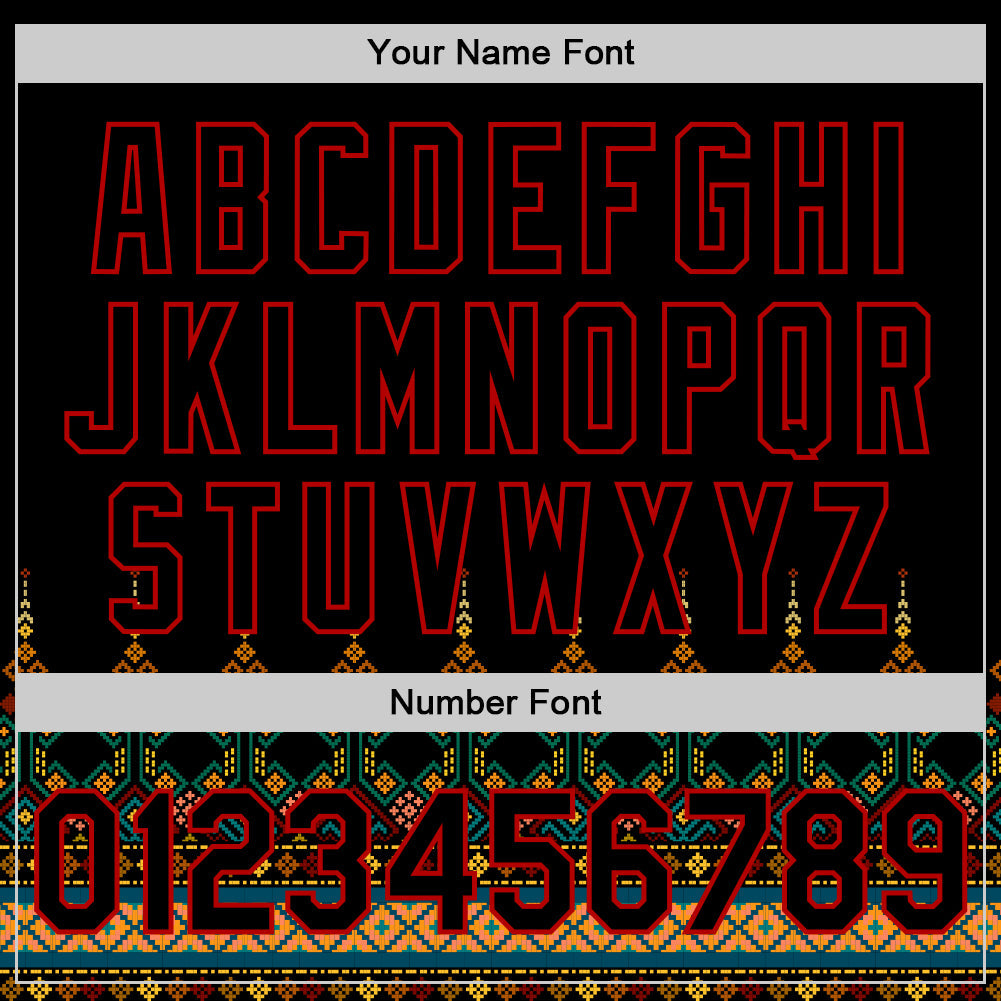 Custom Black Red 3D Pattern Design Traditional African Ethnic Style Authentic Baseball Jersey - Sky-Custom