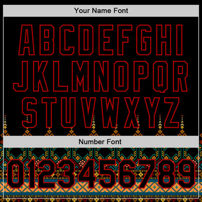 Custom Black Red 3D Pattern Design Traditional African Ethnic Style Authentic Baseball Jersey - Sky-Custom