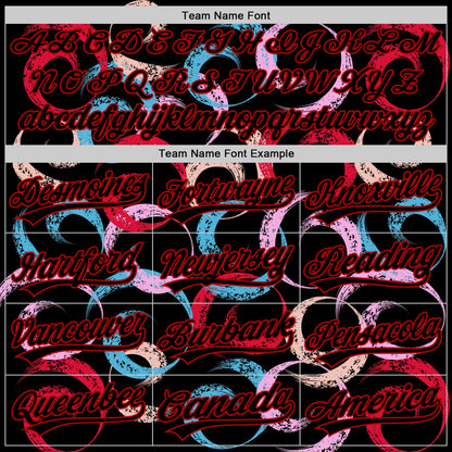 Custom Black Red 3D Pattern Design Abstract Grunge Art Authentic Baseball Jersey - Sky-Custom