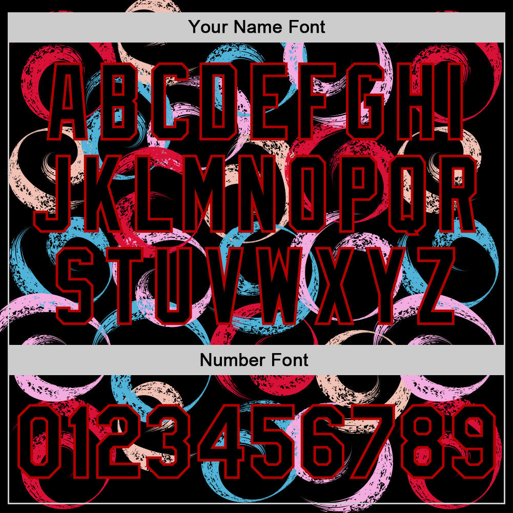 Custom Black Red 3D Pattern Design Abstract Grunge Art Authentic Baseball Jersey - Sky-Custom