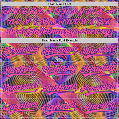 Custom Purple Pink 3D Pattern Design Abstract Fractal Style Authentic Baseball Jersey - Sky-Custom