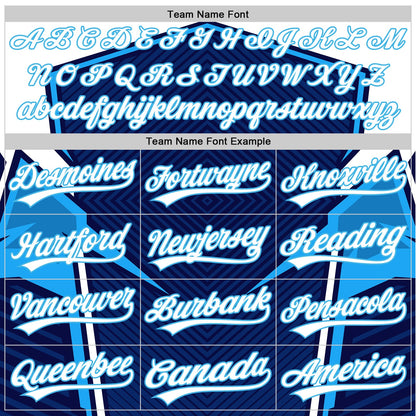 Custom Navy White-Sky Blue 3D Pattern Design Abstract Sport Authentic Baseball Jersey - Sky-Custom