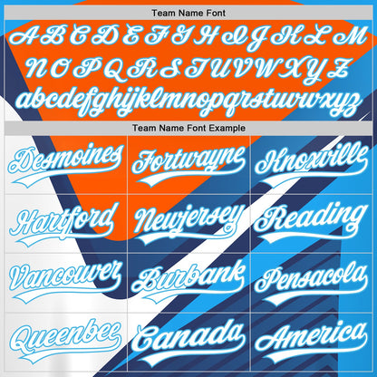 Custom Navy White Orange-Sky Blue 3D Pattern Design Abstract Sport Authentic Baseball Jersey - Sky-Custom