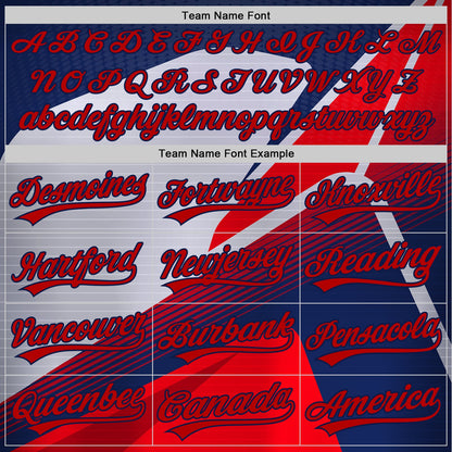 Custom Red Navy 3D Pattern Design Abstract Sport Authentic Baseball Jersey - Sky-Custom