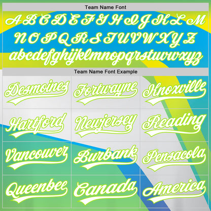 Custom Neon Green White-Sky Blue 3D Pattern Design Abstract Sport Authentic Baseball Jersey - Sky-Custom