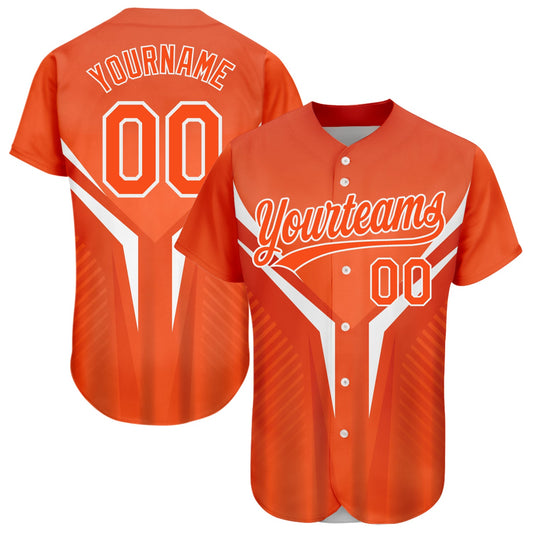 Custom Orange White 3D Pattern Design Abstract Sport Authentic Baseball Jersey - Sky-Custom