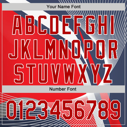 Custom Navy Red-White 3D Pattern Design Abstract Sport Authentic Baseball Jersey - Sky-Custom