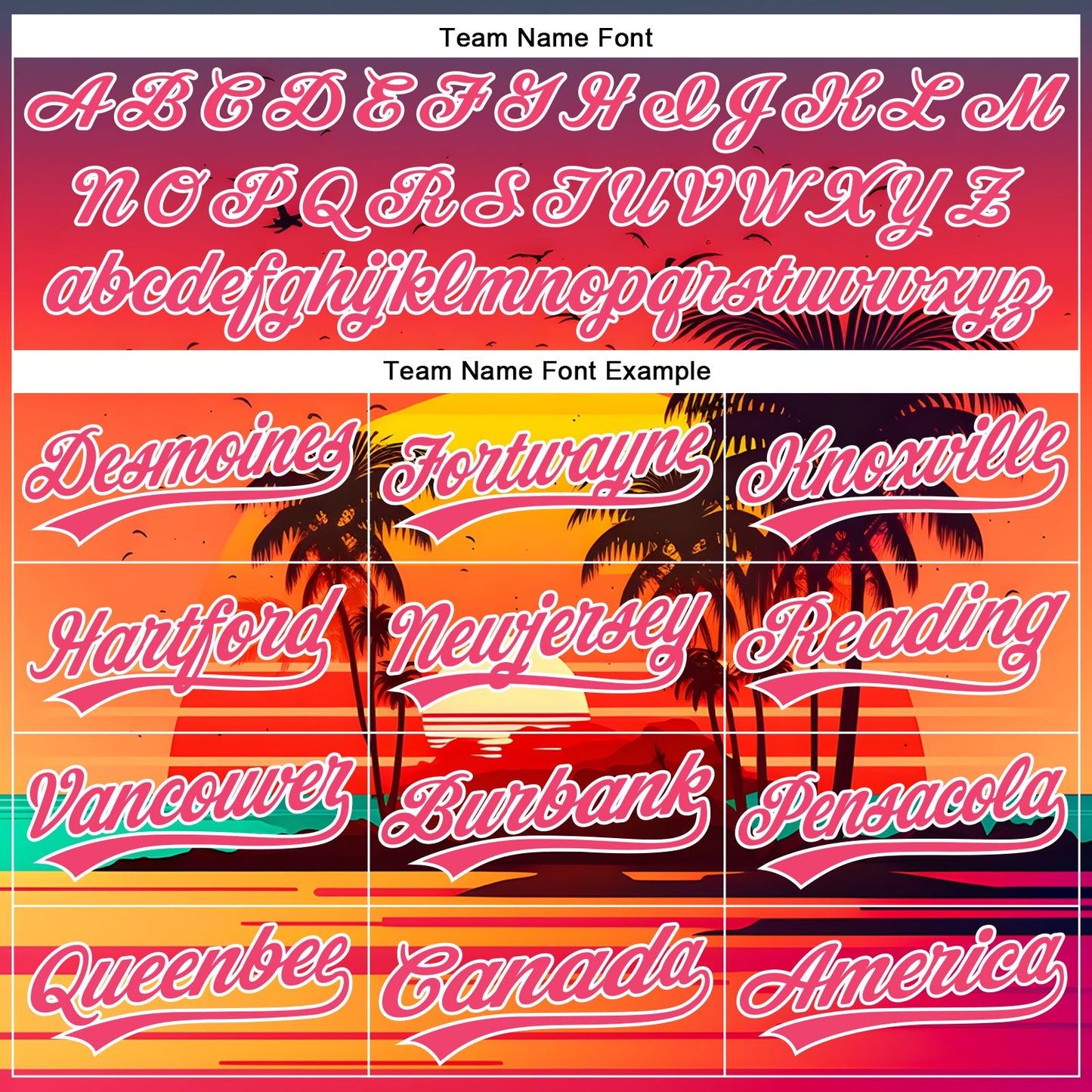 Custom Neon Pink White 3D Pattern Design Hawaii Palm Trees And Beach Sunrise Authentic Baseball Jersey - Sky-Custom