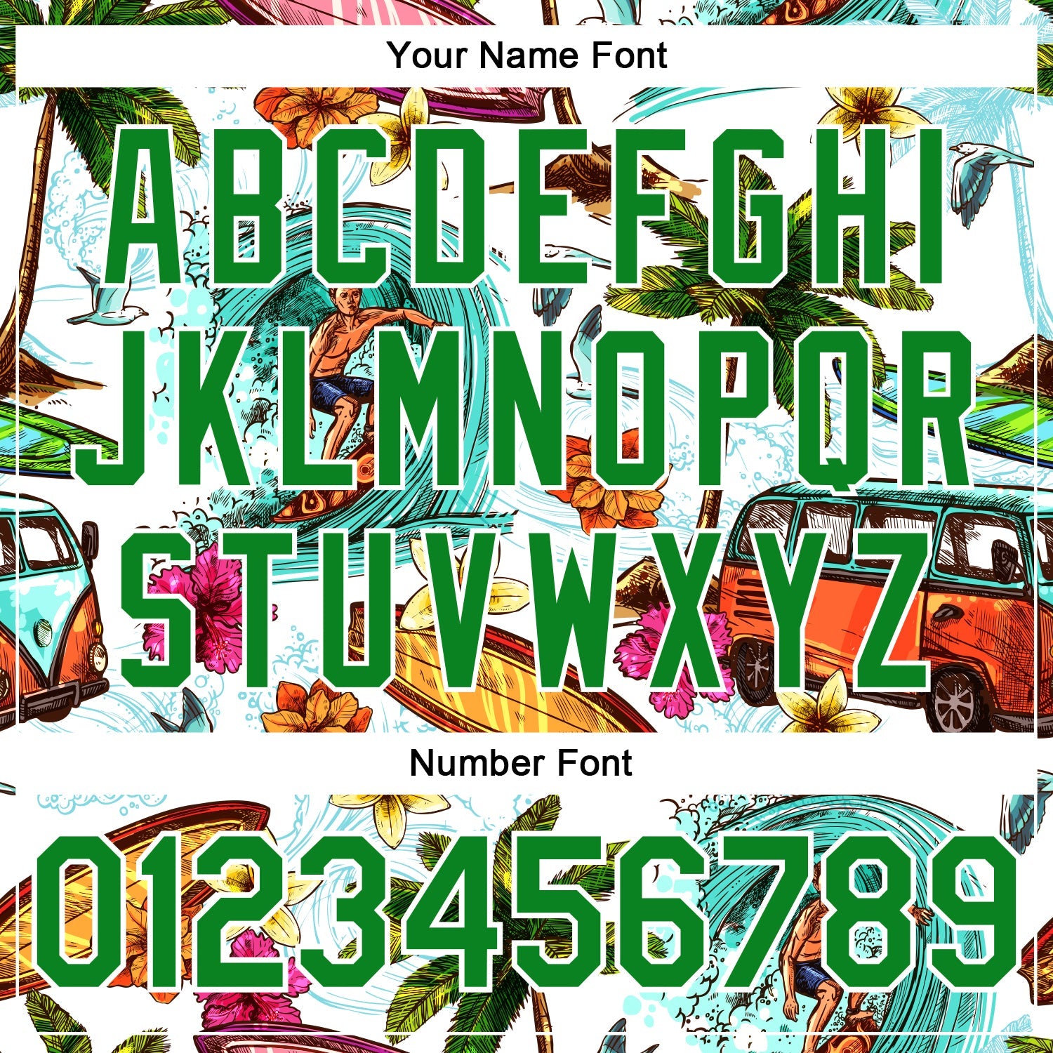 Custom White Grass Green 3D Pattern Design Hawaii Palm Trees And Beach Surfing Authentic Baseball Jersey - Sky-Custom