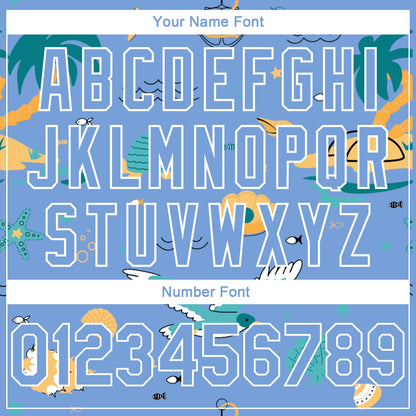 Custom Light Blue White 3D Pattern Hawaii Beach Palm Trees Authentic Basketball Jersey - Sky-Custom