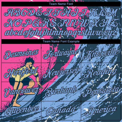Custom Pink Light Blue-Black 3D Pattern Summer Beach Surfing Authentic Basketball Jersey - Sky-Custom