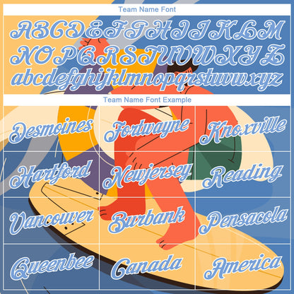 Custom Gold Light Blue-White 3D Pattern Summer Beach Surfing Authentic Basketball Jersey - Sky-Custom