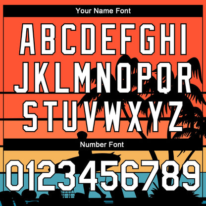 Custom Orange White-Black 3D Pattern Hawaii Beach Palm Trees Authentic Basketball Jersey - Sky-Custom