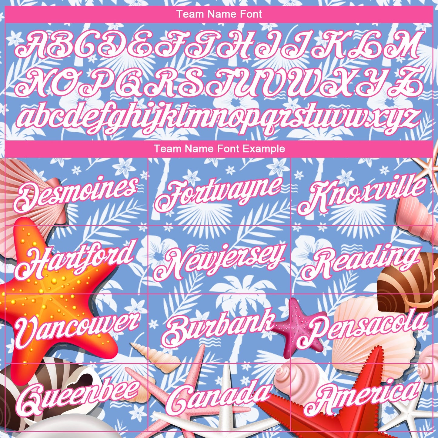 Custom Light Blue White-Pink 3D Pattern Hawaii Palm Trees And Starfishes Authentic Basketball Jersey - Sky-Custom