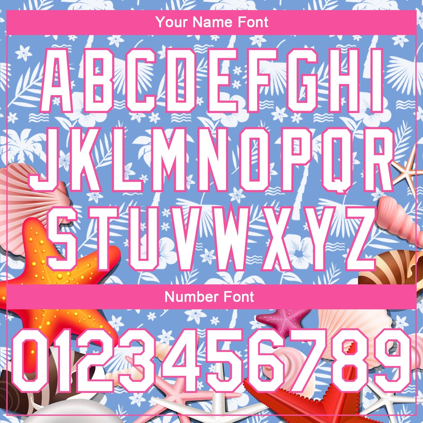 Custom Light Blue White-Pink 3D Pattern Hawaii Palm Trees And Starfishes Authentic Basketball Jersey - Sky-Custom