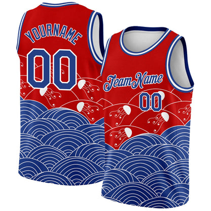 Custom Red Royal-White 3D Pattern Design Jellyfish Authentic Basketball Jersey - Sky-Custom