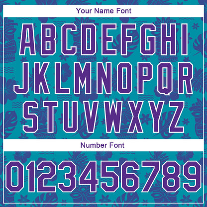 Custom Teal Purple-White 3D Pattern Hawaii Palm Trees Authentic Basketball Jersey - Sky-Custom