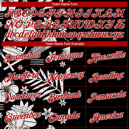 Custom Black Red-White 3D Pattern Hawaii Palm Leaves Authentic Basketball Jersey - Sky-Custom
