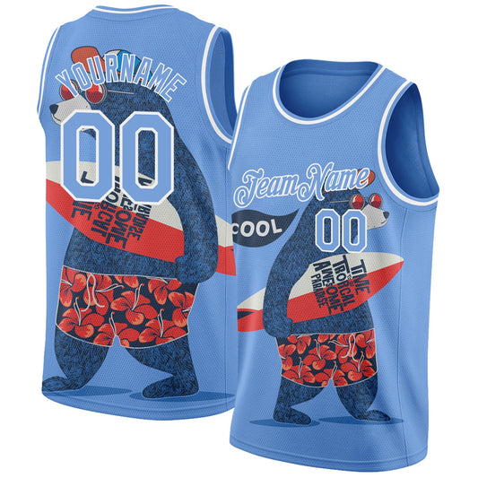 Custom Light Blue White 3D Pattern Go Surfing Authentic Basketball Jersey - Sky-Custom