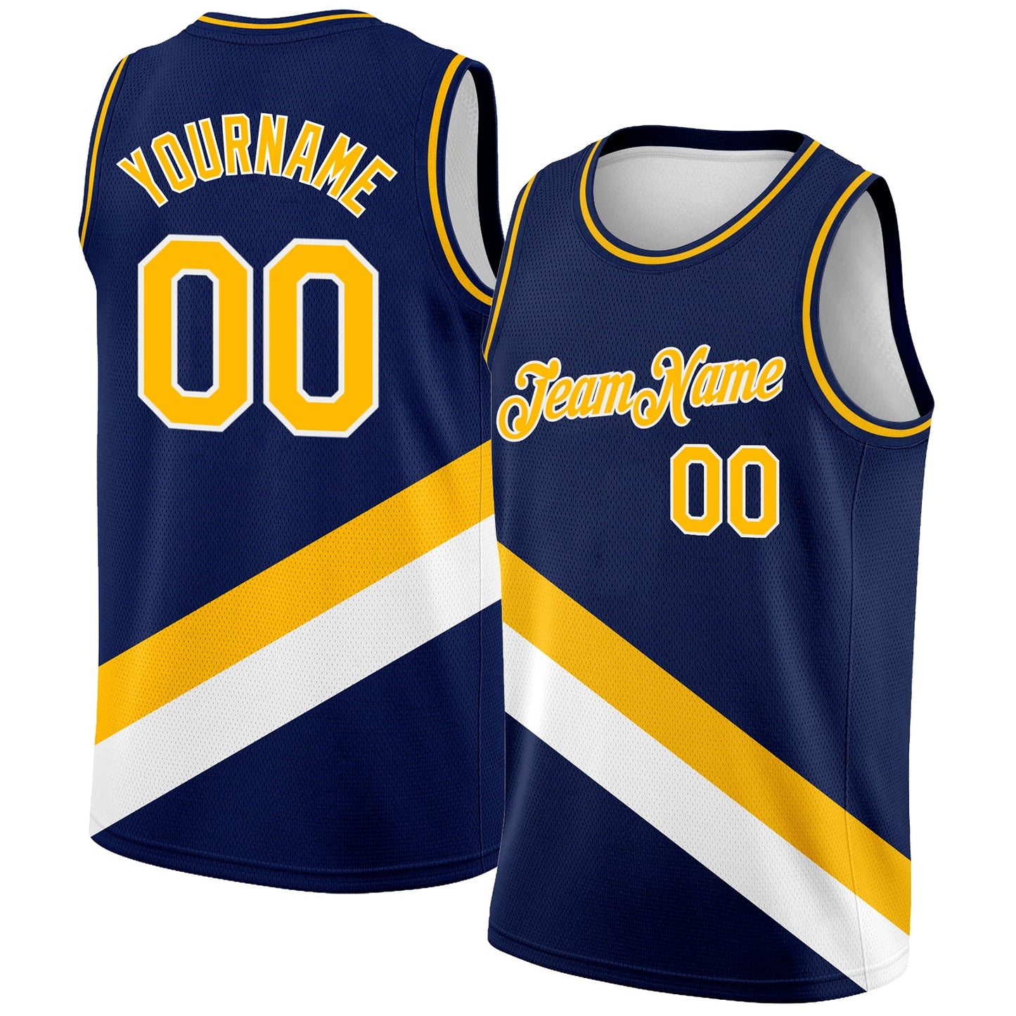 Custom Navy Gold-White Modern Authentic City Edition Basketball Jersey - Sky-Custom
