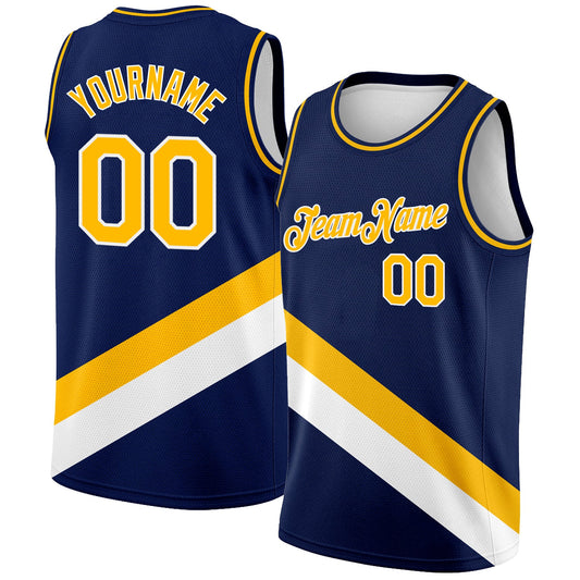 Custom Navy Gold-White Modern Authentic City Edition Basketball Jersey - Sky-Custom