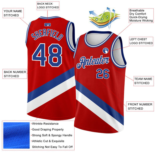 Custom Red Royal-White Modern Authentic City Edition Basketball Jersey - Sky-Custom