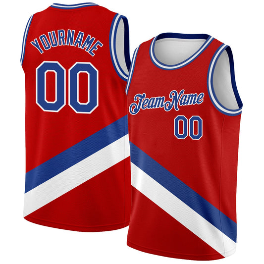 Custom Red Royal-White Modern Authentic City Edition Basketball Jersey - Sky-Custom