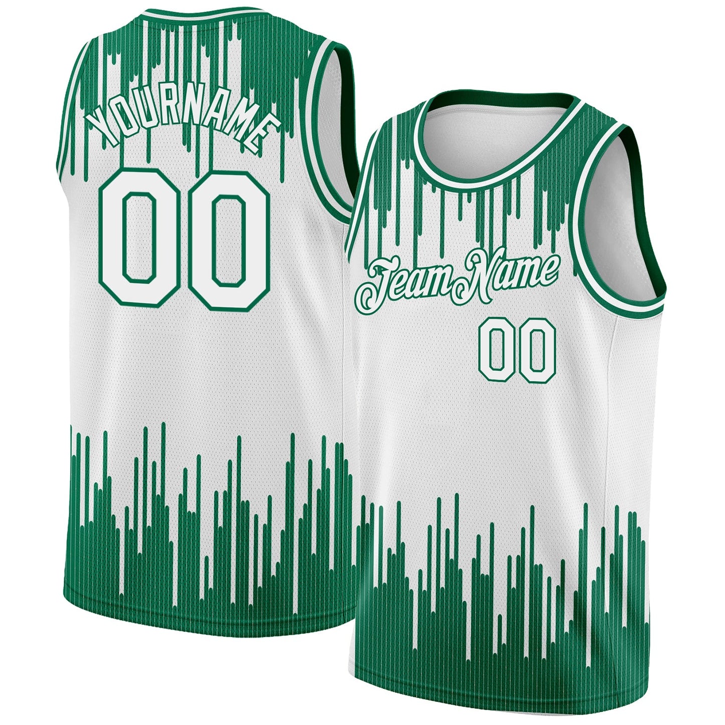 Custom White Kelly Green Abstract Vertical Lines Authentic City Edition Basketball Jersey - Sky-Custom