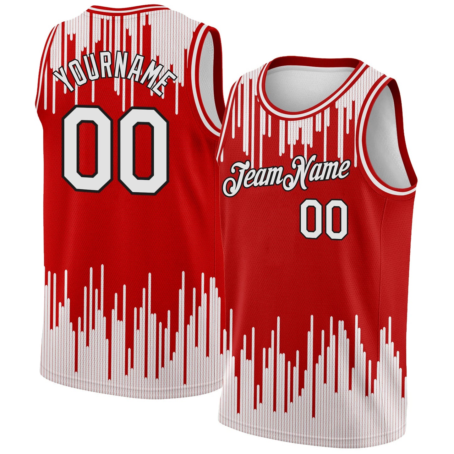 Custom Red White-Black Abstract Vertical Lines Authentic City Edition Basketball Jersey - Sky-Custom