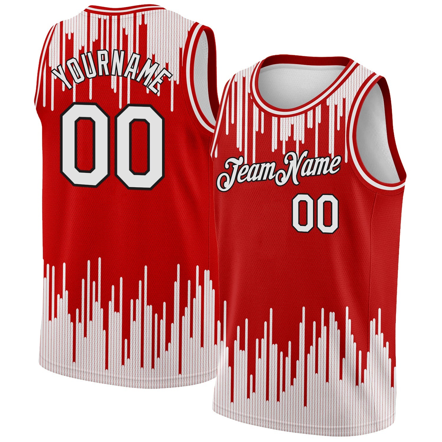 Custom Red White-Black Abstract Vertical Lines Authentic City Edition Basketball Jersey - Sky-Custom