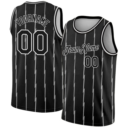 Custom Black White Lines Authentic City Edition Basketball Jersey - Sky-Custom