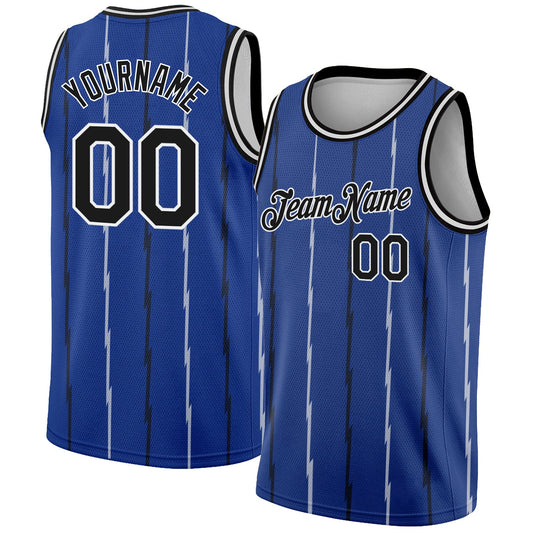 Custom Royal Black-White Lines Authentic City Edition Basketball Jersey - Sky-Custom