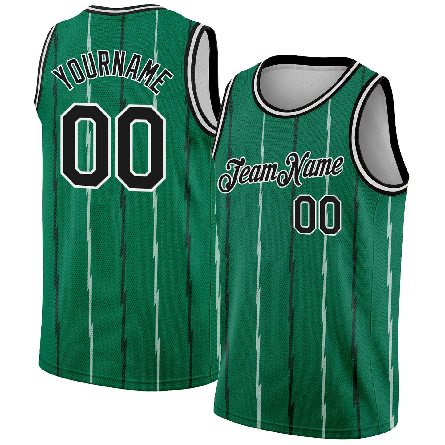 Custom Kelly Green Black-White Lines Authentic City Edition Basketball Jersey - Sky-Custom